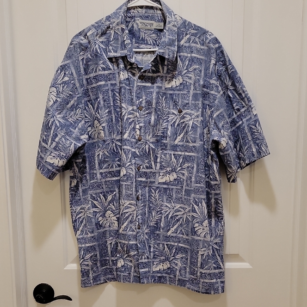 Windham Pointe Blue Tropical Cotton Shirt Size XXL
